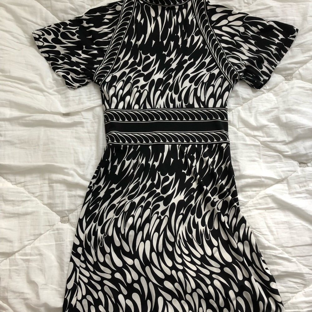 Bcbg Black and white faux wrap dress